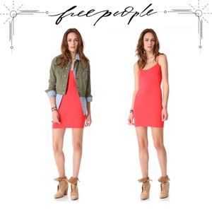 Free People Mini Slip Dress in Coral